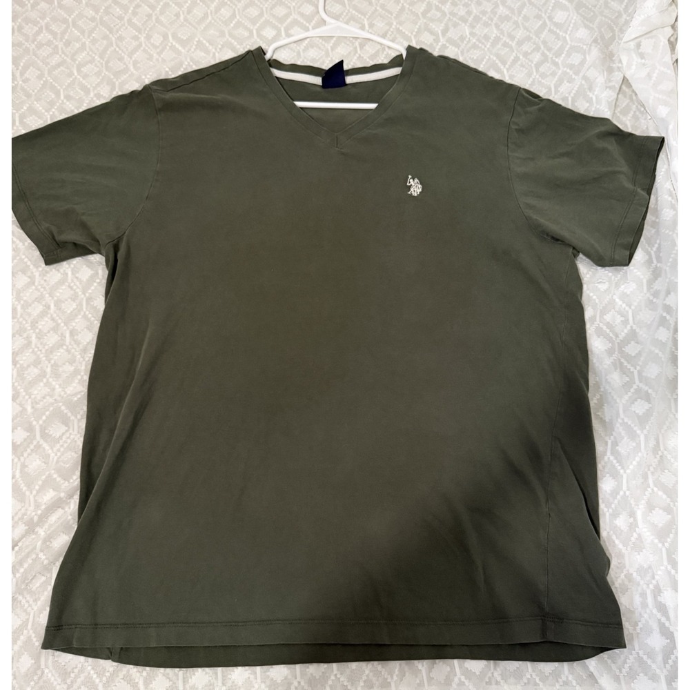 US POLO ASSN Shirt Men Size Large Olive Crew neck